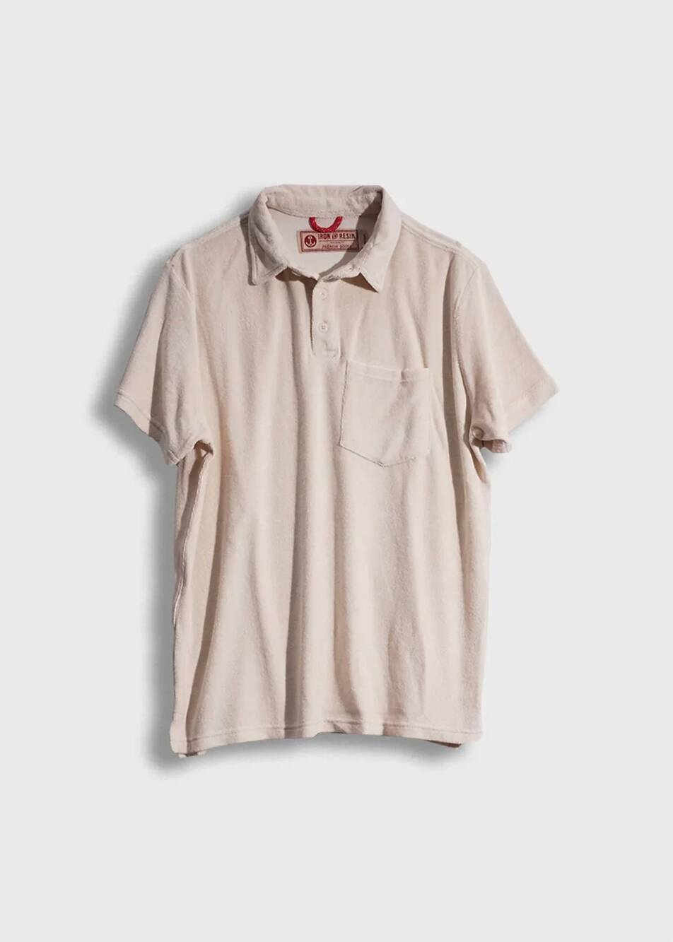 NEW IRON & RESIN men's terry short sleeves polo in natural